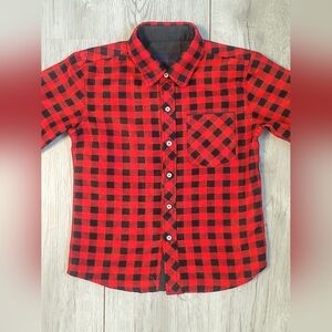 Nomad Red & Black Buffalo Plaid Button Up Shirt Little Boys Size 4-5
